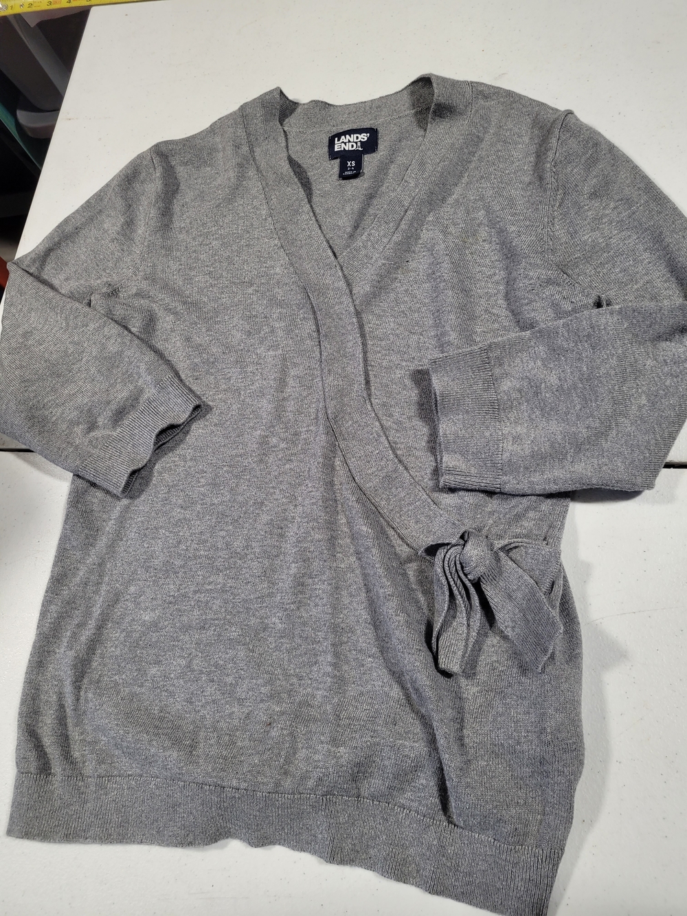 Lands' End Women's Gray Wrap Sweater